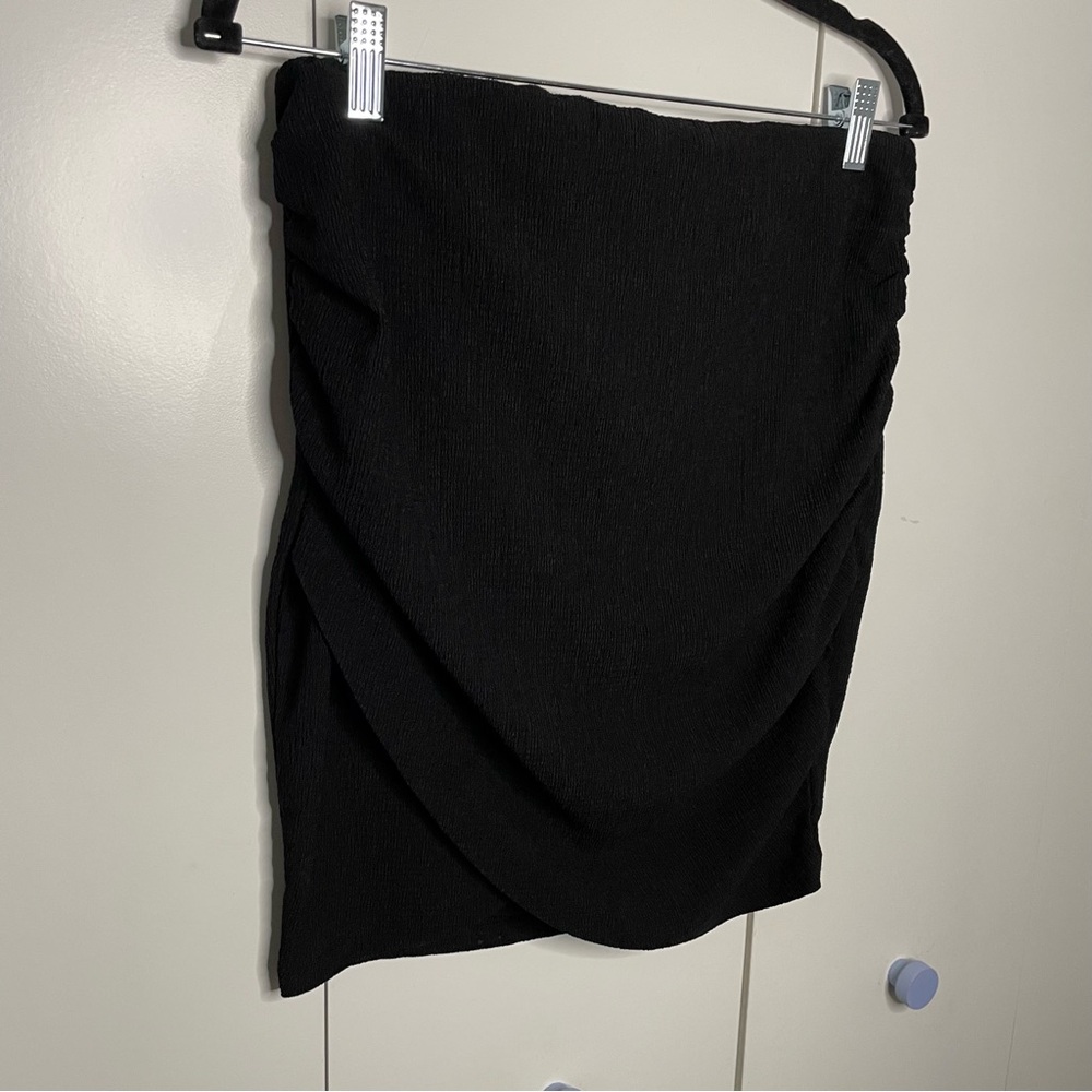 Free People Angie Wrap Skirt Ruched Sides Black Mini Size Medium